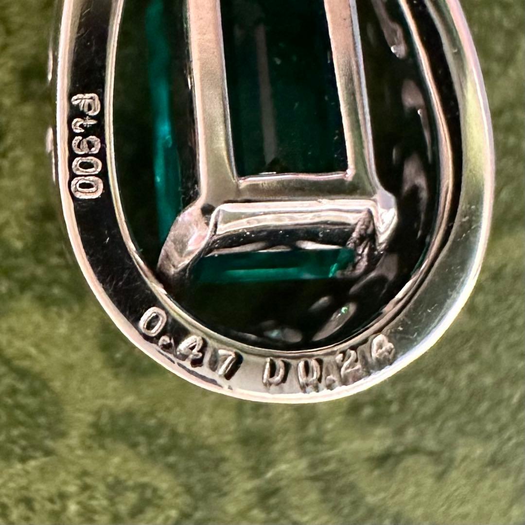 PT900 エメラルド 0.47ct ダイヤモンド ペンダント 昭和レトロ