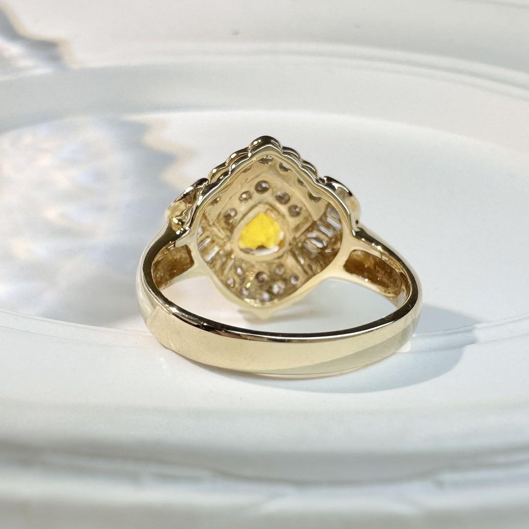 【K18】イエローゴールド サファイア 1.43ct ダイヤリング