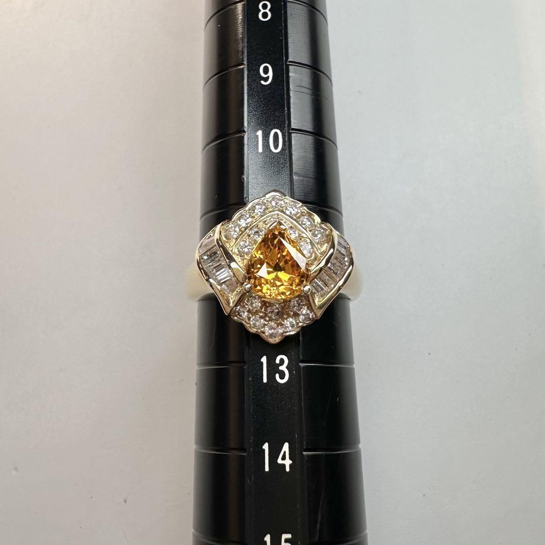 【K18】イエローゴールド サファイア 1.43ct ダイヤリング