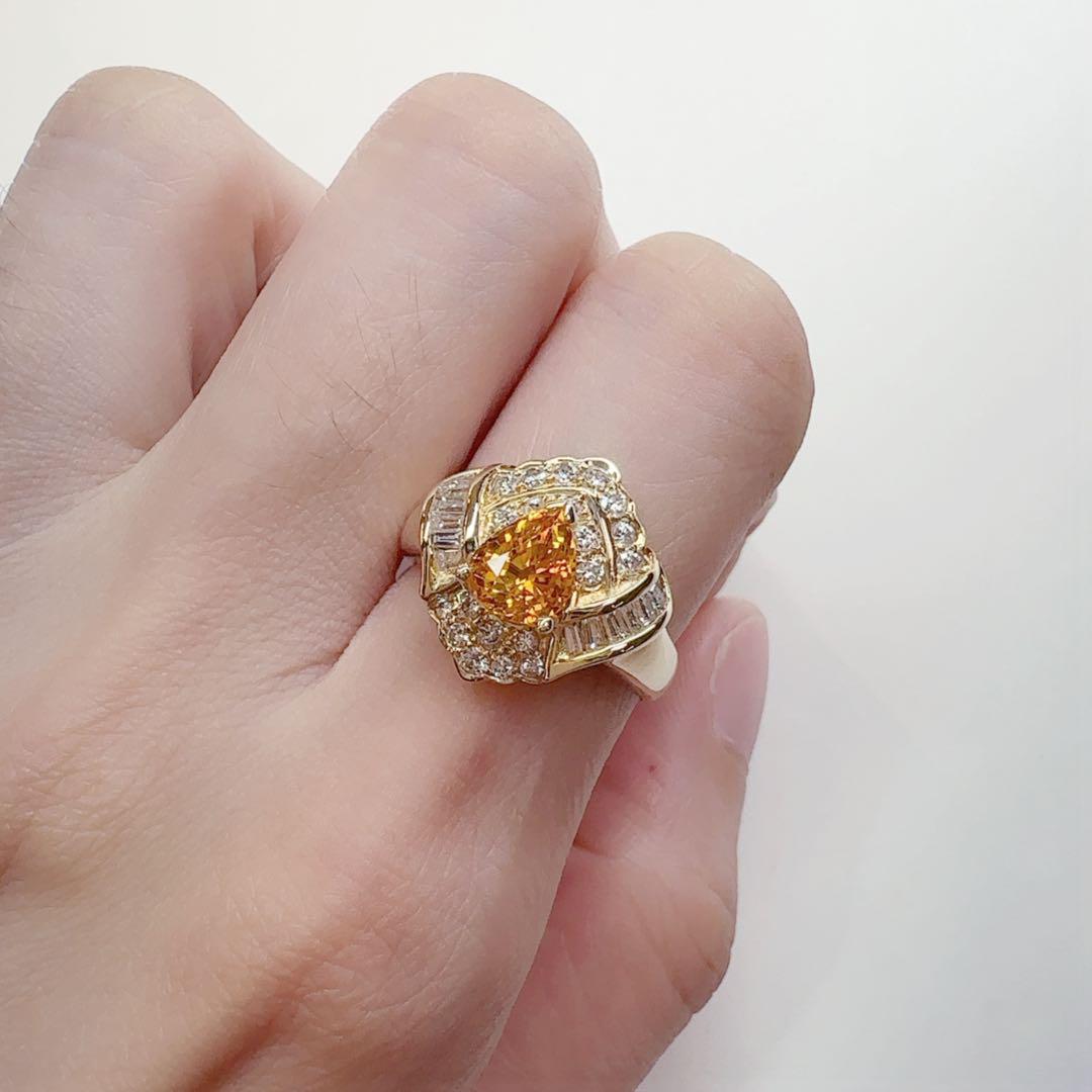 【K18】イエローゴールド サファイア 1.43ct ダイヤリング