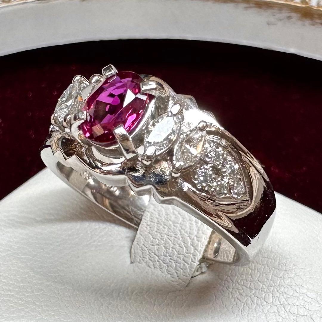 PT900 ルビー ダイヤモンドリング 0.67ct レディース 指輪 日本製