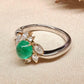 K18/PT900 エメラルド カボション 0.87ct ダイヤリング
