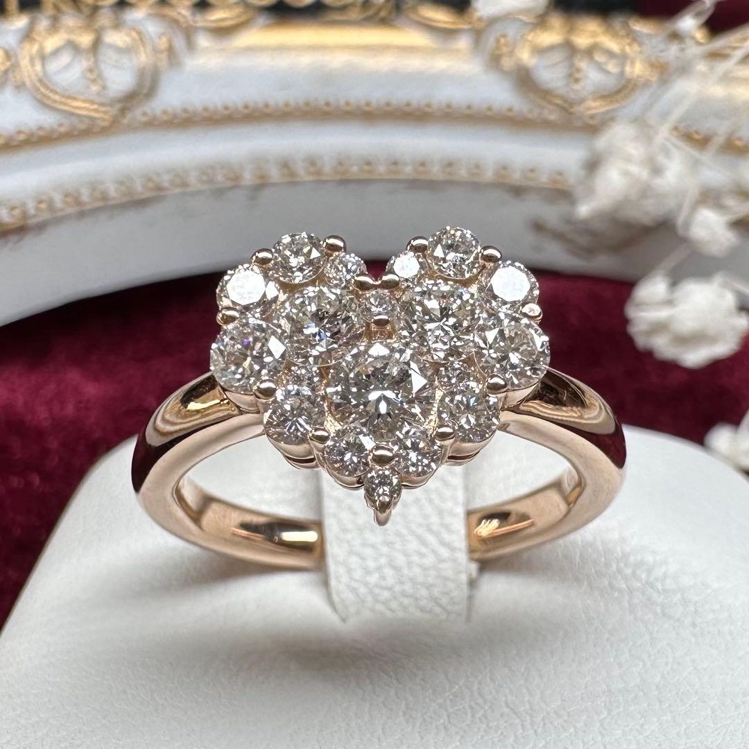【K18】ダイヤモンド 0.80ct リング ハートデザイン