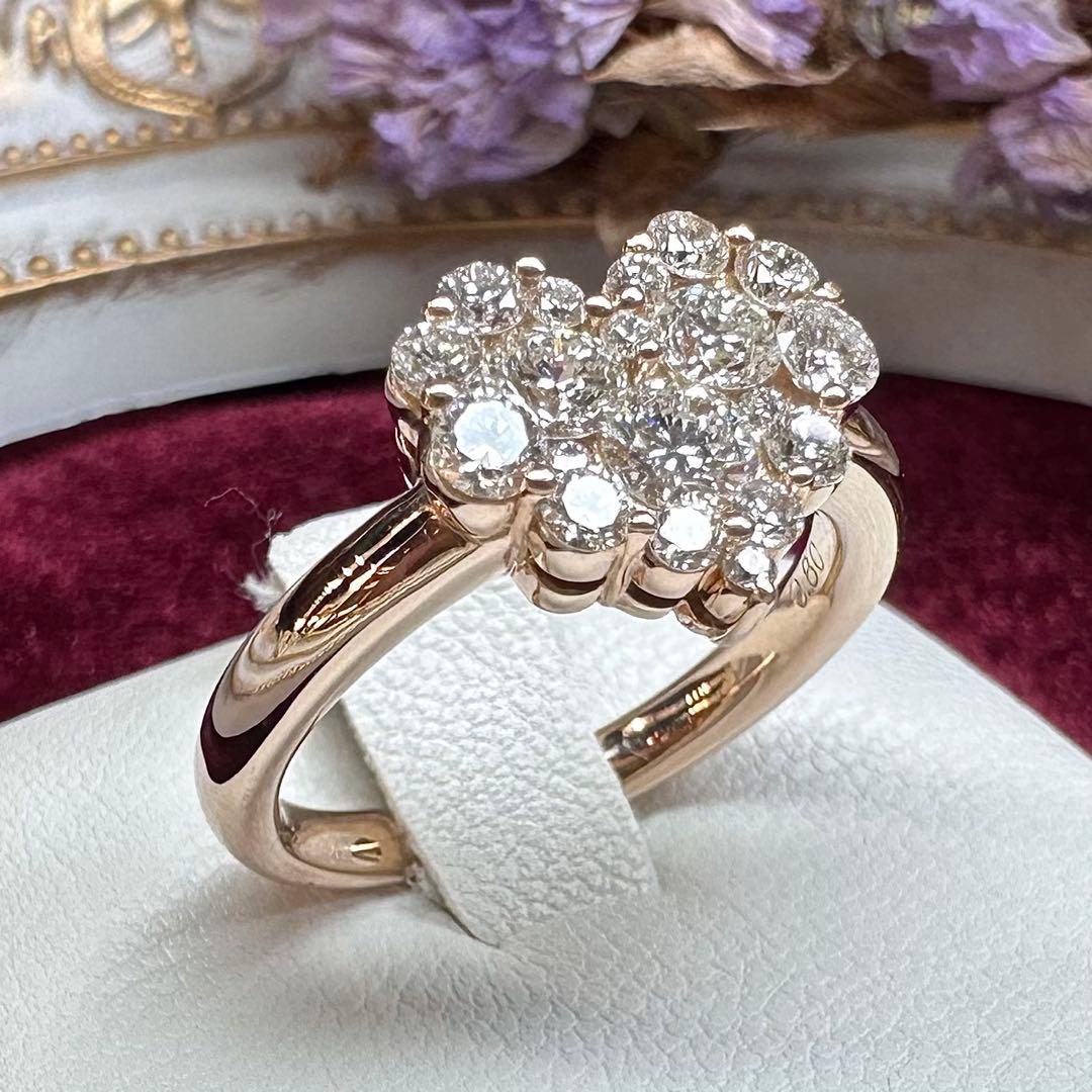 【K18】ダイヤモンド 0.80ct リング ハートデザイン