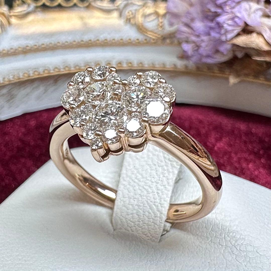 【K18】ダイヤモンド 0.80ct リング ハートデザイン