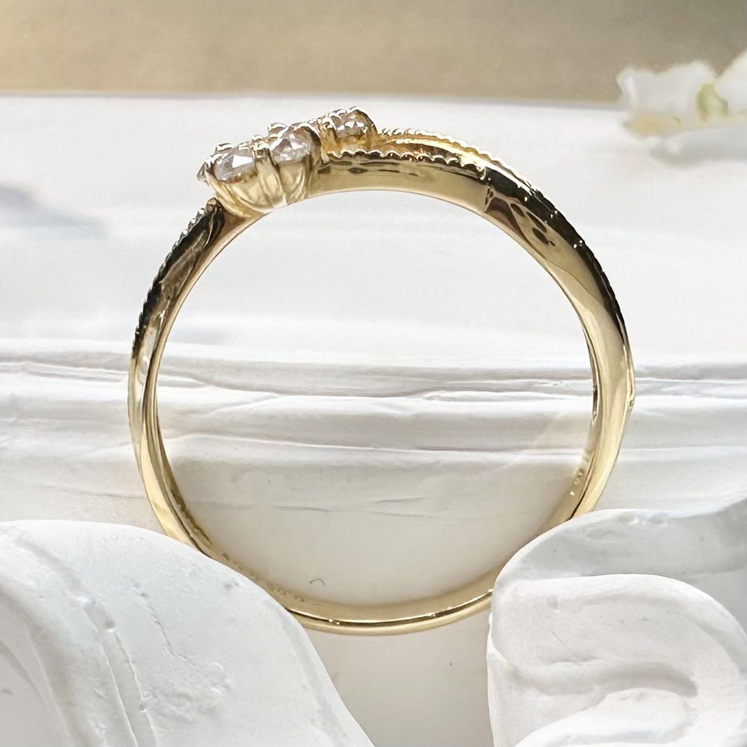 【K18】ピンクダイヤモンド リング 0.07/0.08ct 花
