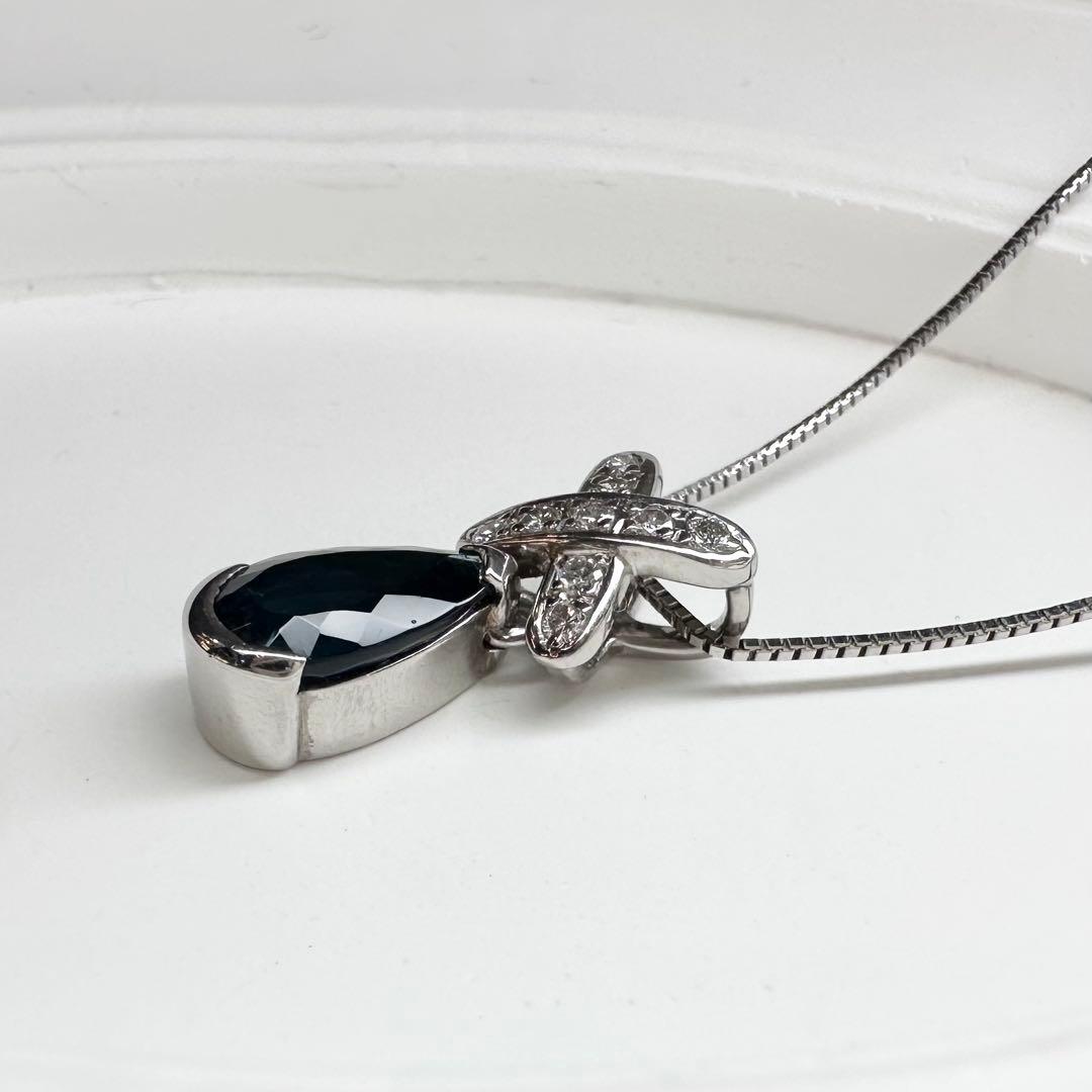 【美品】PT900 インディゴライト 1.74ct ダイヤ付 ネックレス