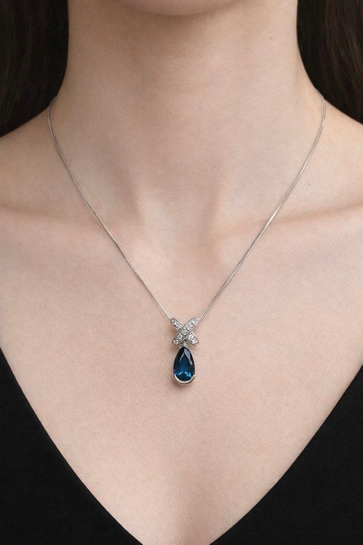 【美品】PT900 インディゴライト 1.74ct ダイヤ付 ネックレス