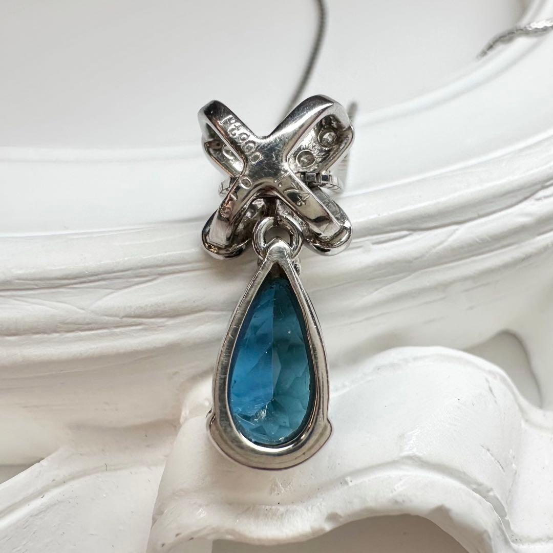 【美品】PT900 インディゴライト 1.74ct ダイヤ付 ネックレス