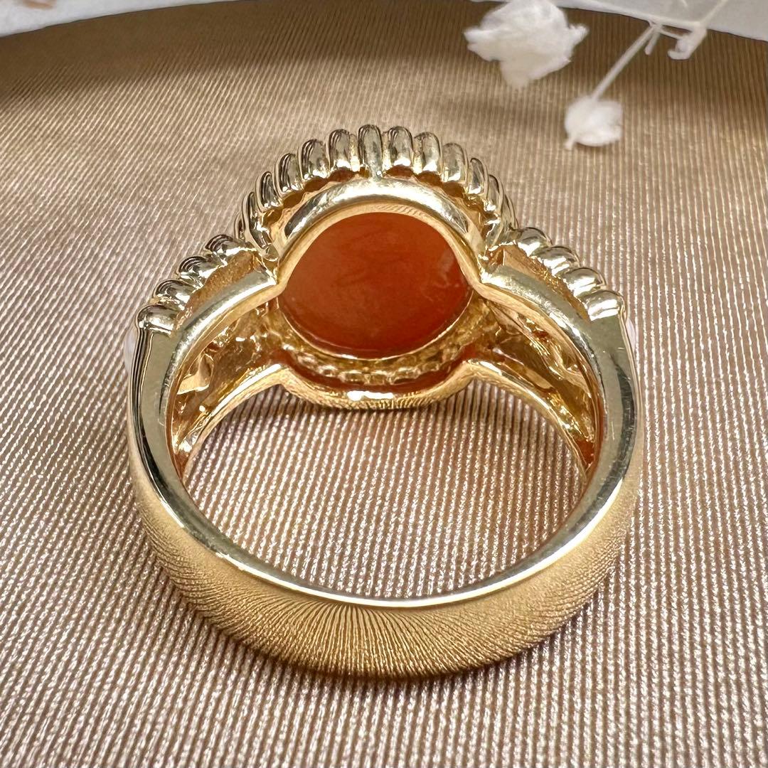 【K18】カメオxアコヤパール 3.3mm リング