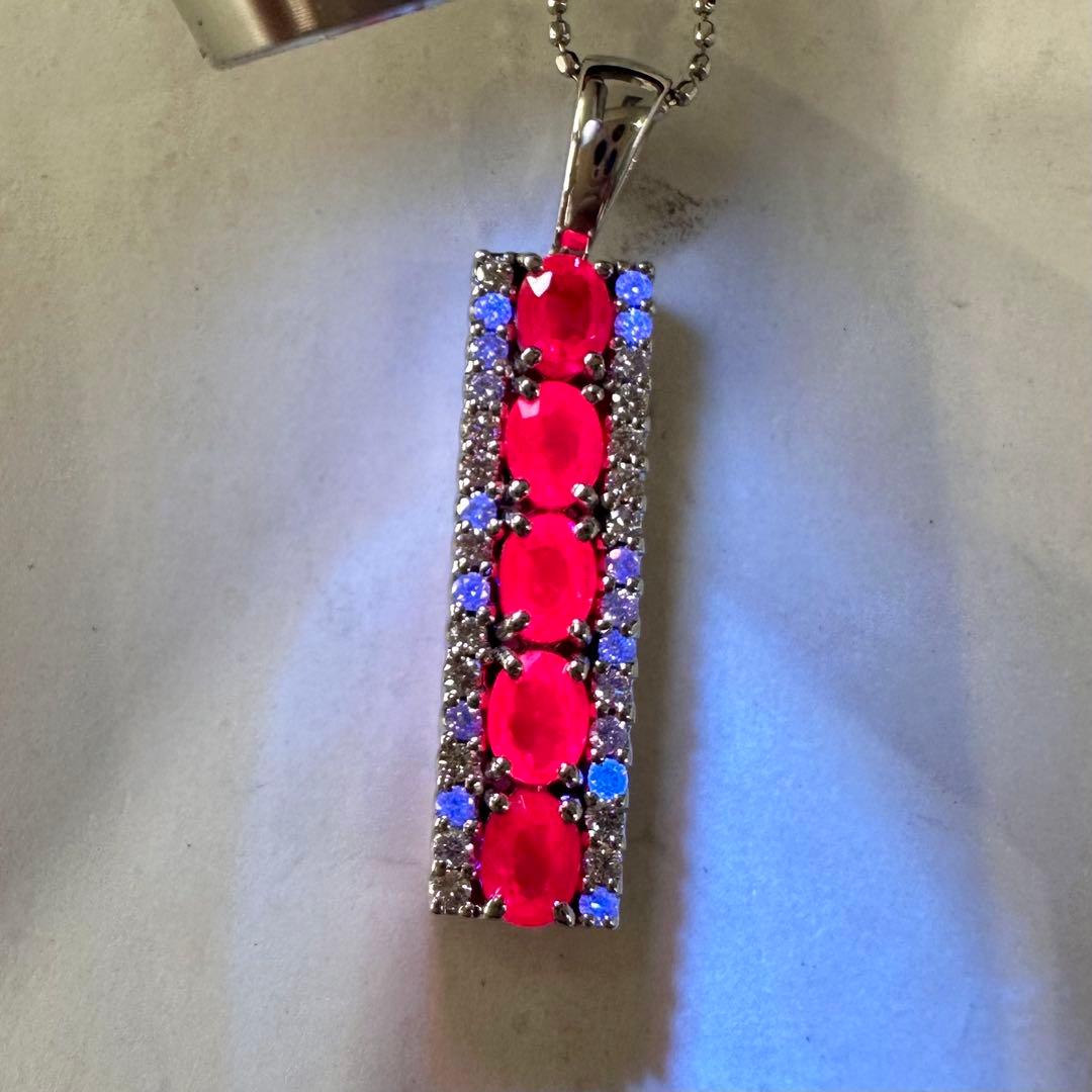 K18WG ルビー 1.22ct ダイヤモンド ネックレス