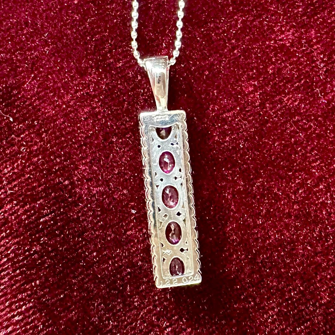 K18WG ルビー 1.22ct ダイヤモンド ネックレス