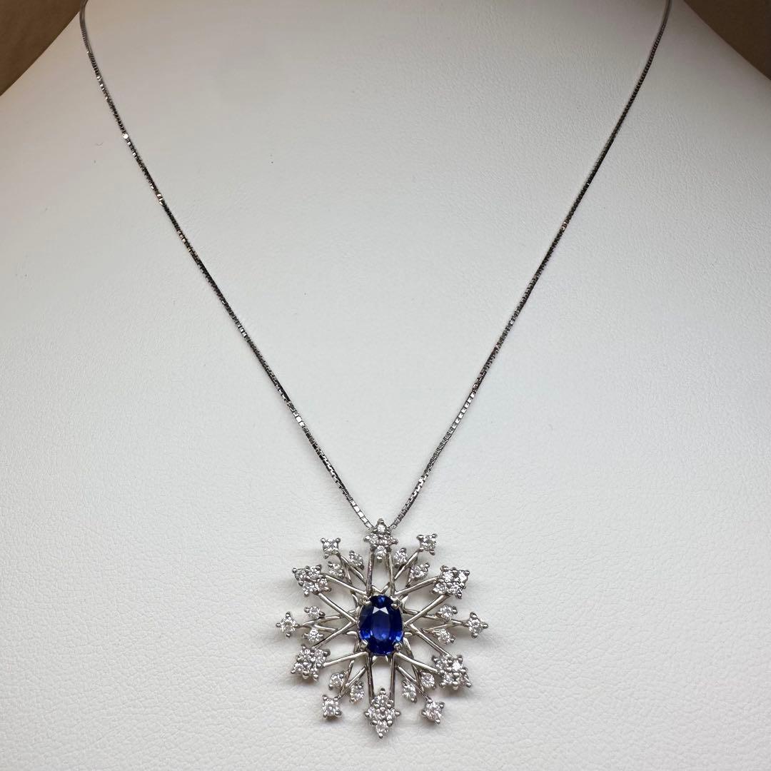 【K18】サファイア 0.66ct ダイヤモンド ネックレス