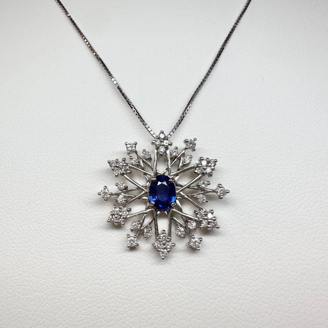 【K18】サファイア 0.66ct ダイヤモンド ネックレス