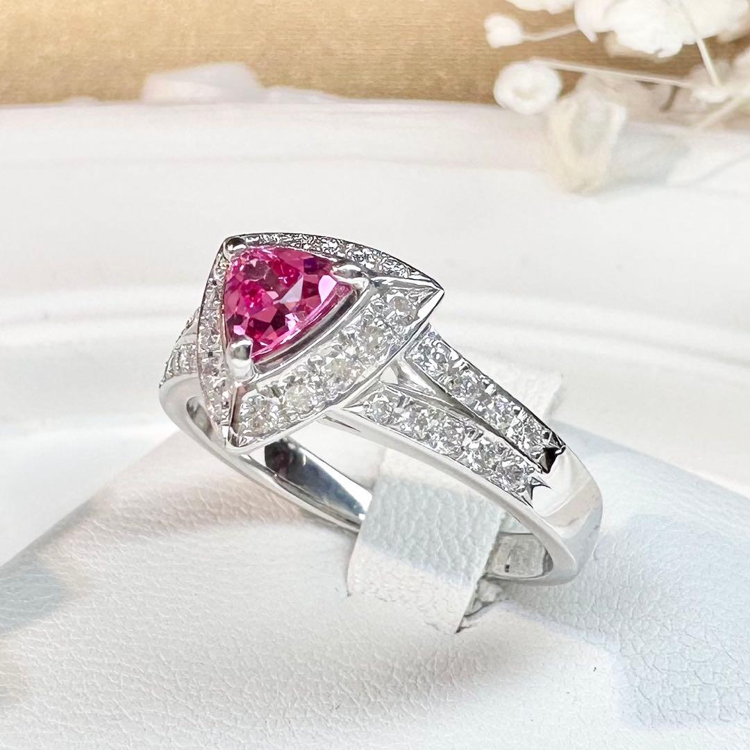 【K18】スピネル 0.4ct トリリアントカット リング