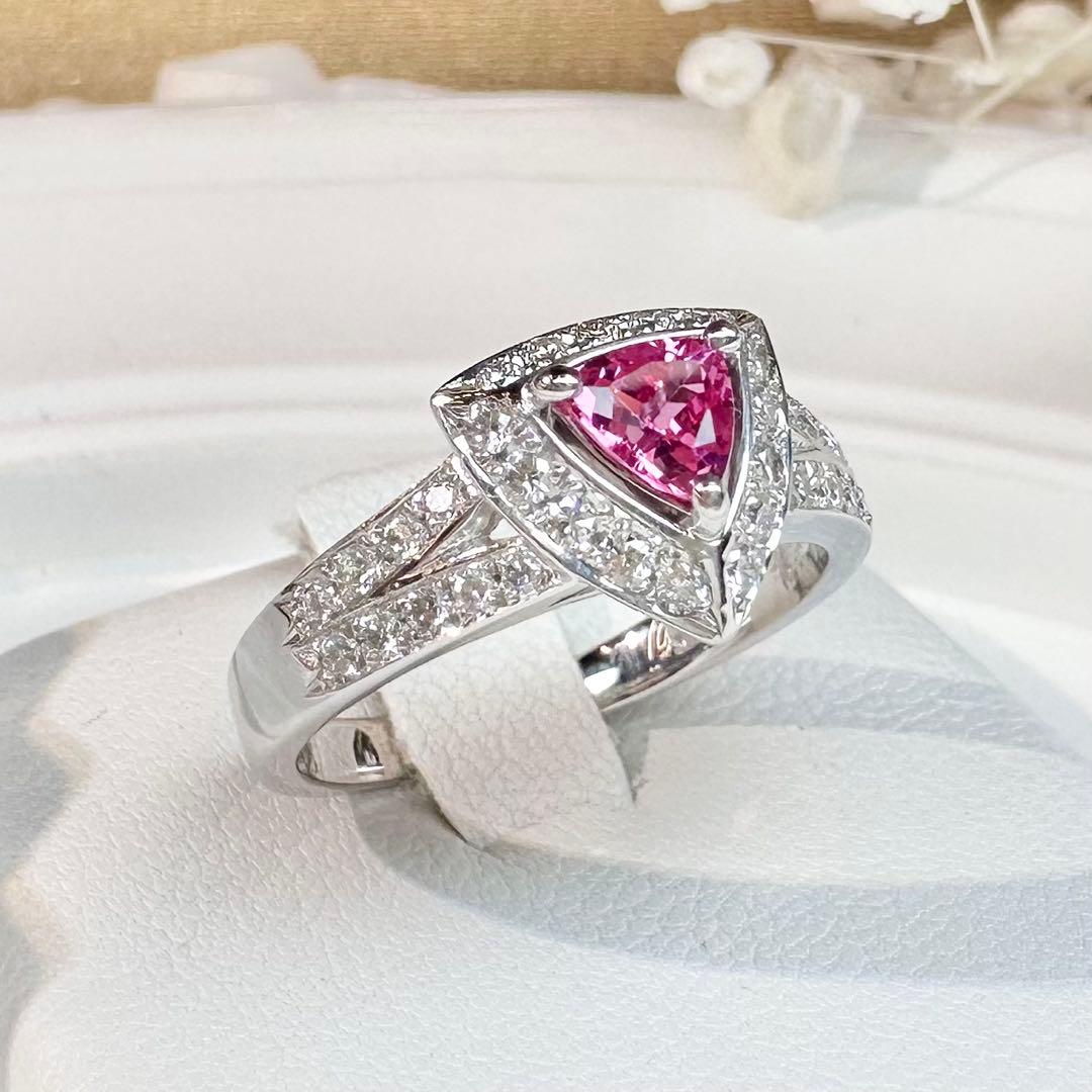 【K18】スピネル 0.4ct トリリアントカット リング