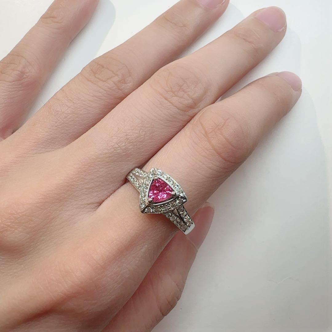 【K18】スピネル 0.4ct トリリアントカット リング