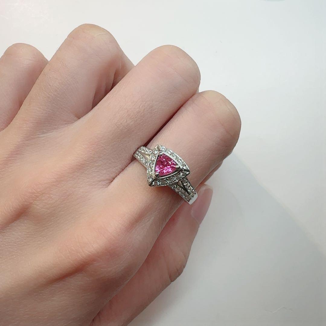 【K18】スピネル 0.4ct トリリアントカット リング