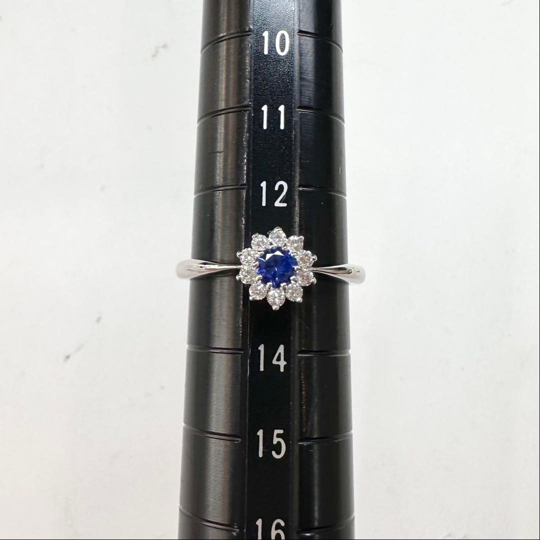 【美品】PT950 サファイア 0.26ct リング 花デザイン