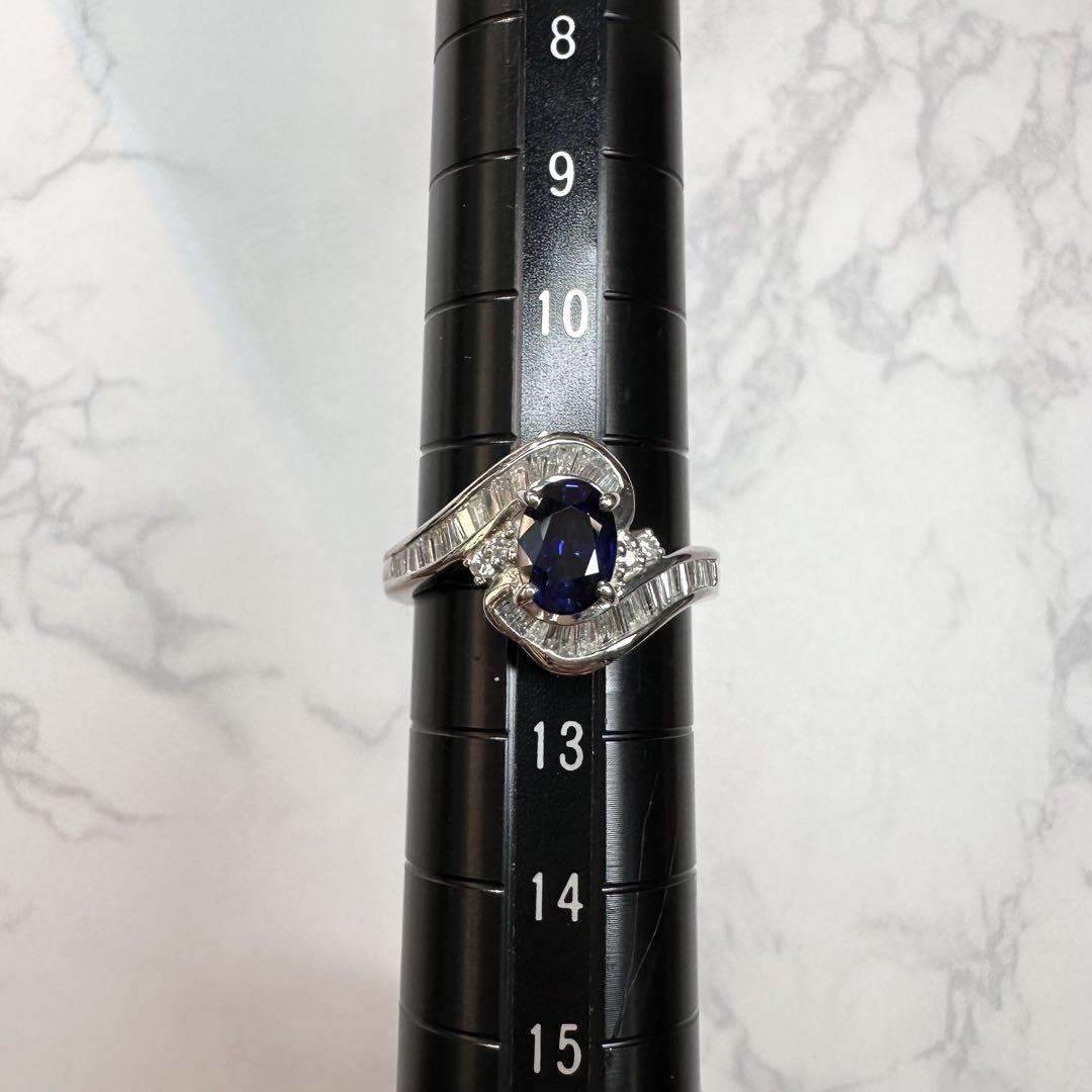 【美品】Pt900 サファイア 1.23ct ダイヤ リング