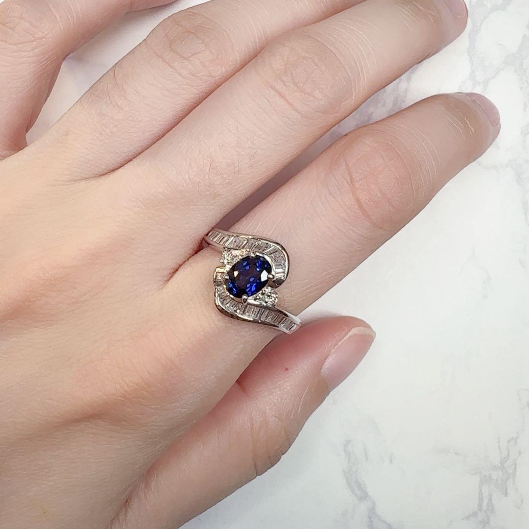 【美品】Pt900 サファイア 1.23ct ダイヤ リング