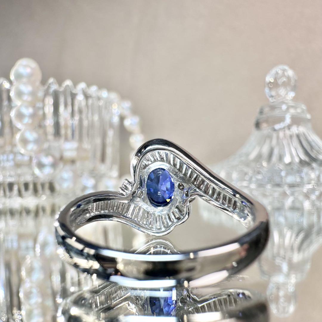 【美品】Pt900 サファイア 1.23ct ダイヤ リング
