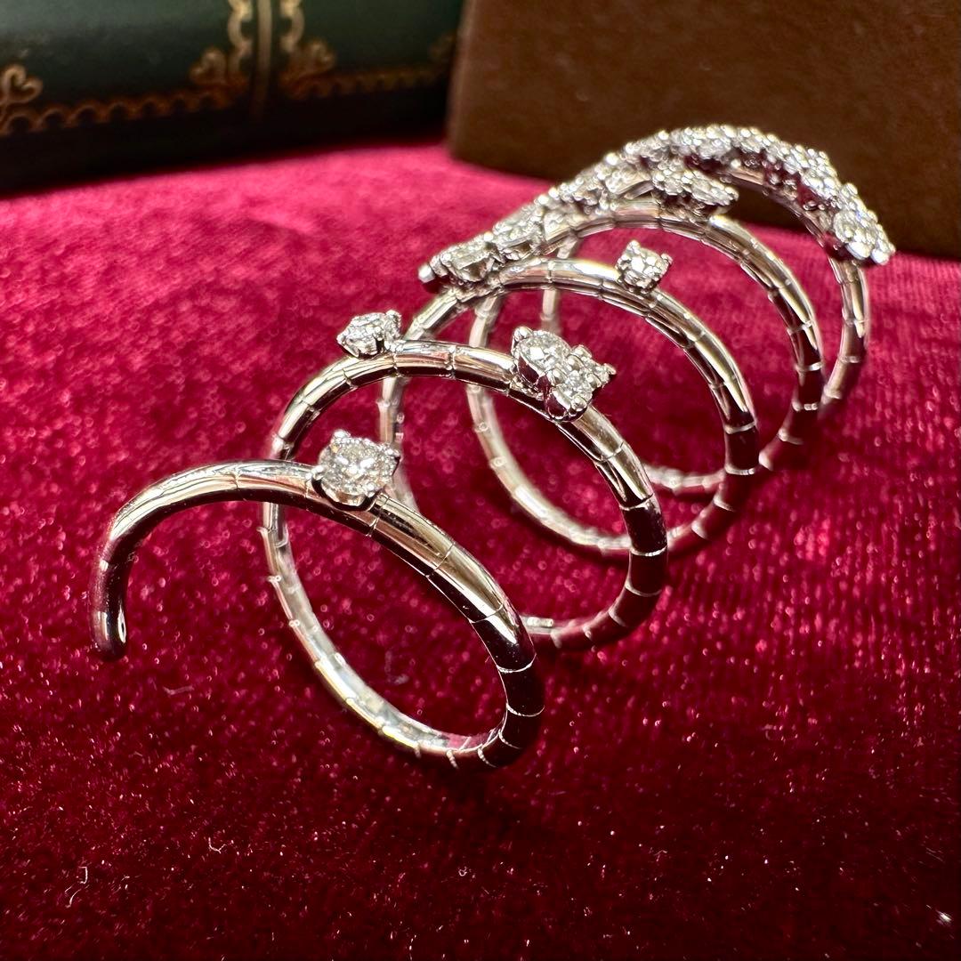 K18WG ダイヤモンド 1.39ct コイルデザインリング