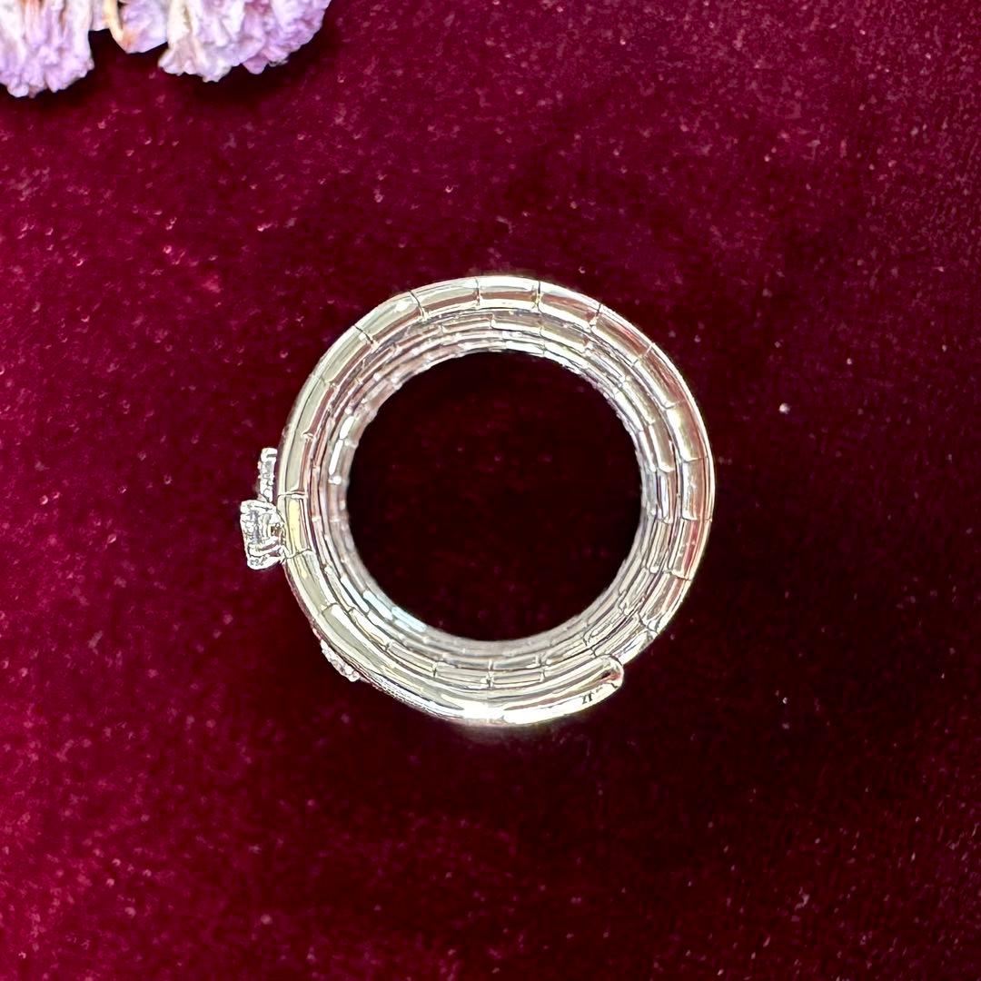 K18WG ダイヤモンド 1.39ct コイルデザインリング