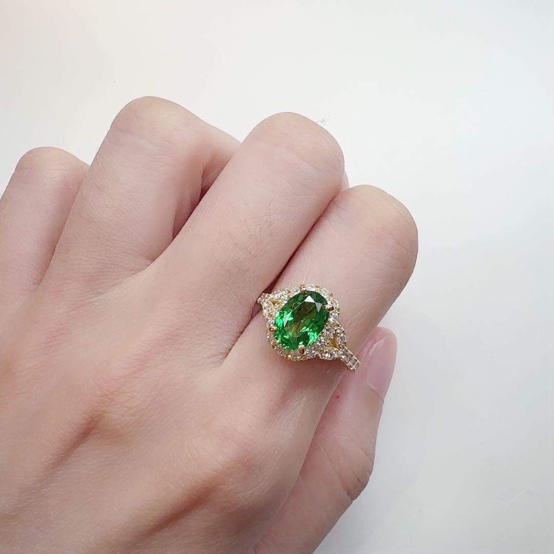 【K18】鮮やかなツァボライト ガーネット 1.93ct ダイヤ リング