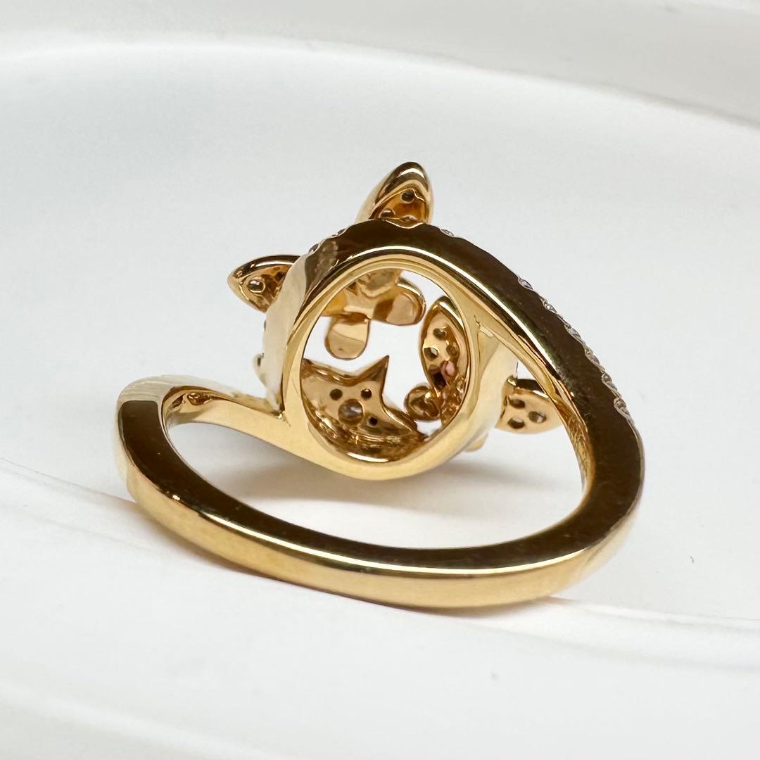 【K18】パライバ 0.03ct バタフライ＆スター デザイン リング