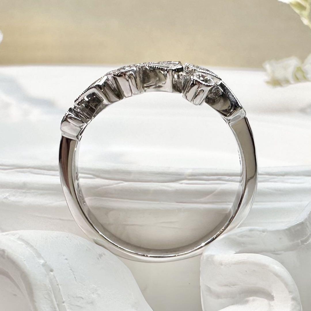 【K18】ダイヤモンド 0.34ctリング 幾何モチーフ デザイン