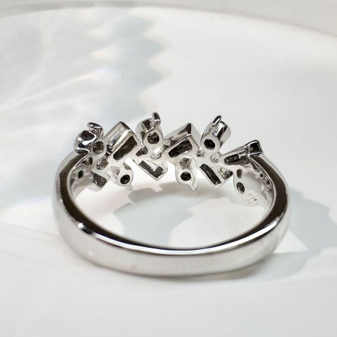 【K18】ダイヤモンド 0.34ctリング 幾何モチーフ デザイン