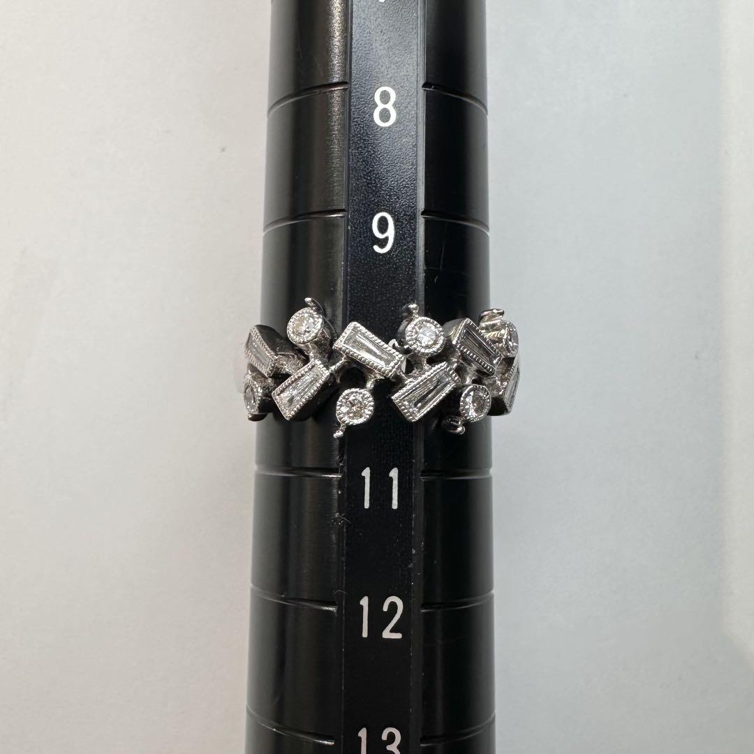 【K18】ダイヤモンド 0.34ctリング 幾何モチーフ デザイン