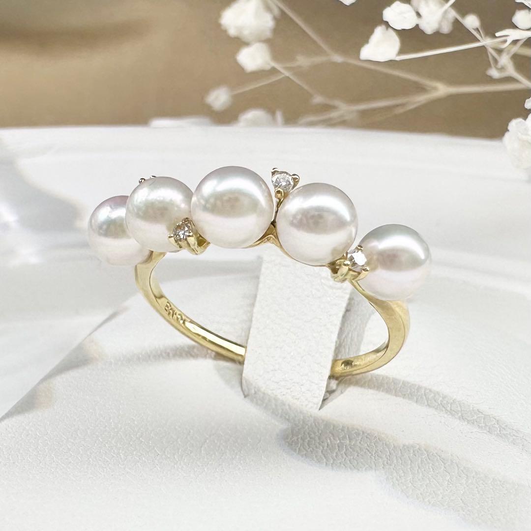 【K18】アコヤ真珠 4.5mm リング