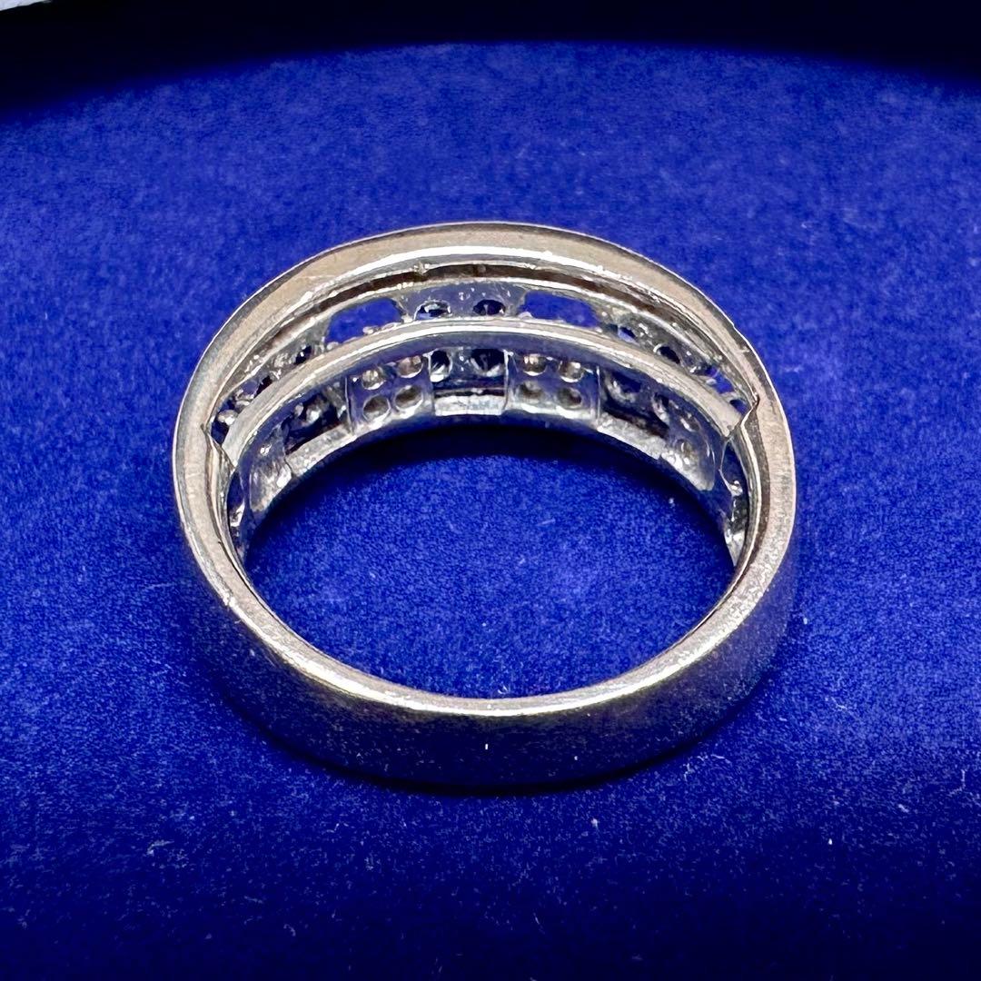 PT900 サファイア 0.83ct ダイヤモンド ワイドリング