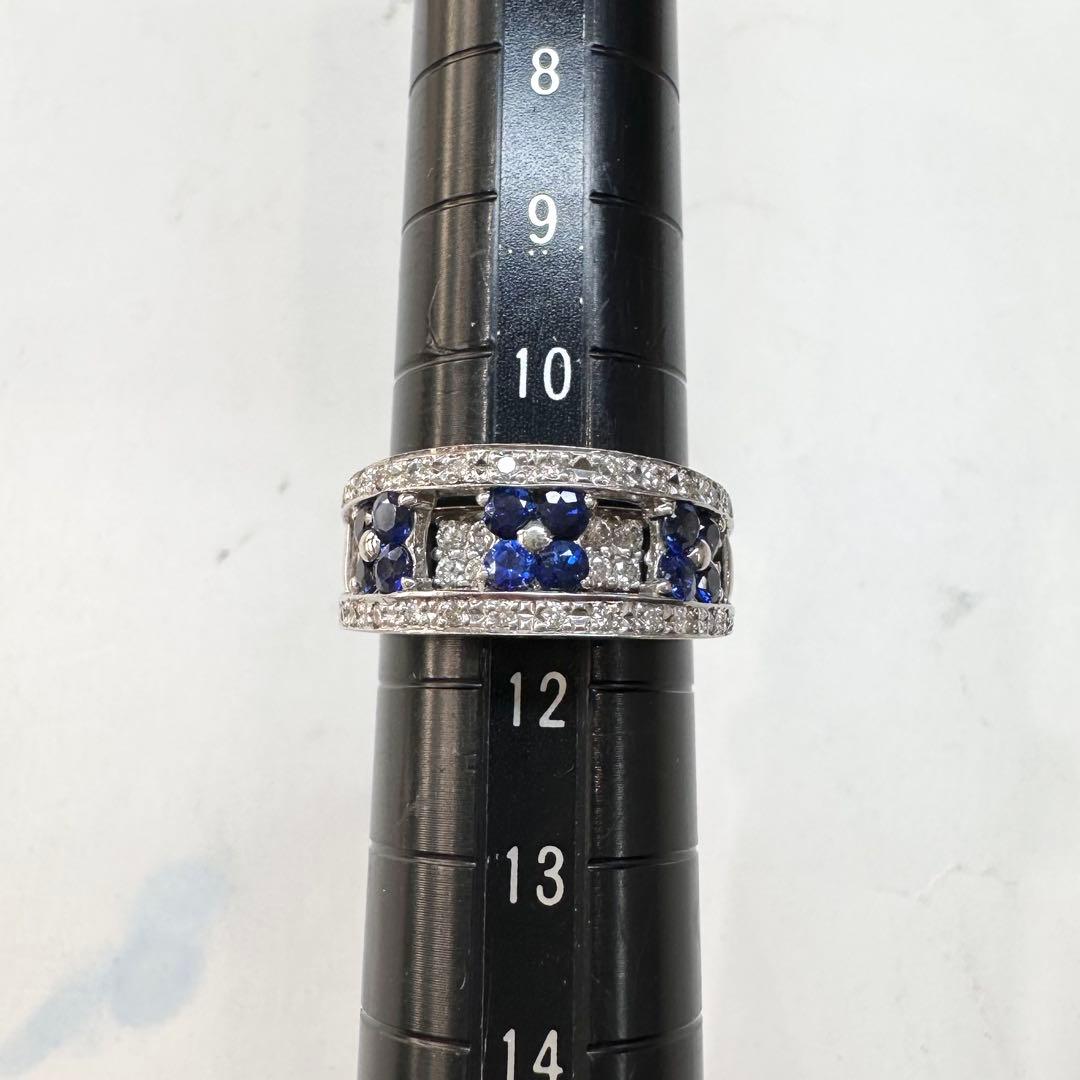 PT900 サファイア 0.83ct ダイヤモンド ワイドリング