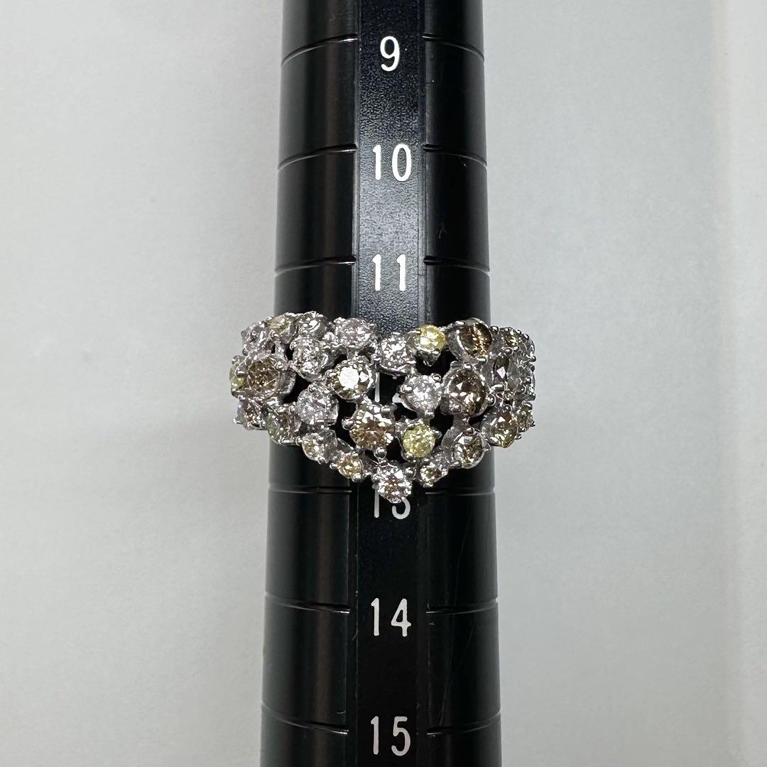 【K18WG】ダイヤモンド 1.50ct ハートモチーフ リング