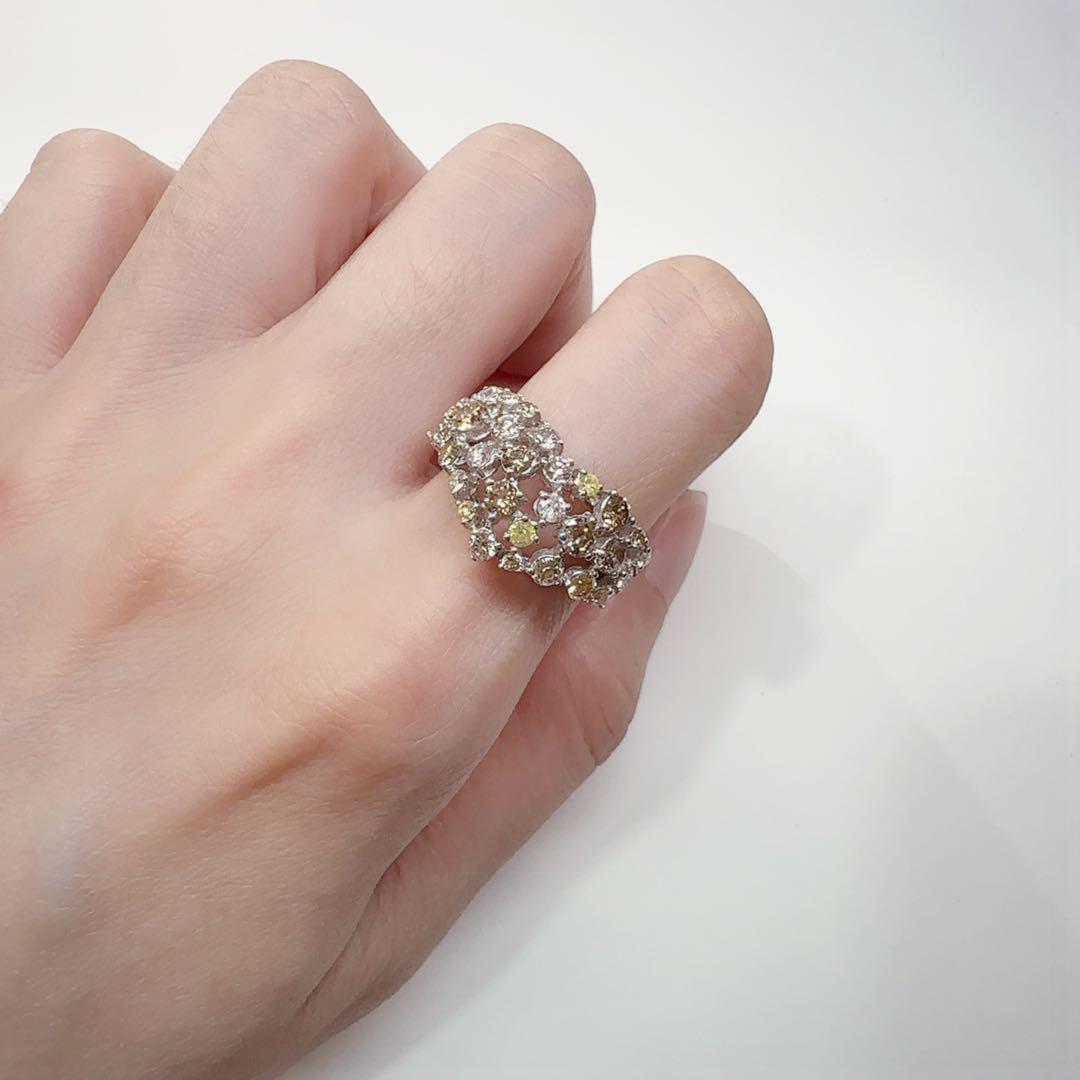 【K18WG】ダイヤモンド 1.50ct ハートモチーフ リング