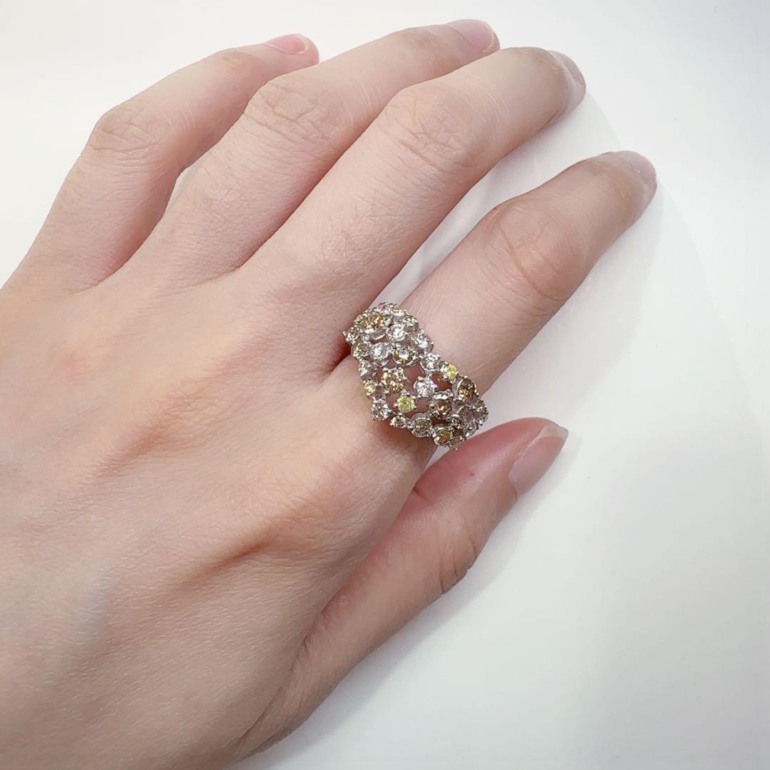 【K18WG】ダイヤモンド 1.50ct ハートモチーフ リング