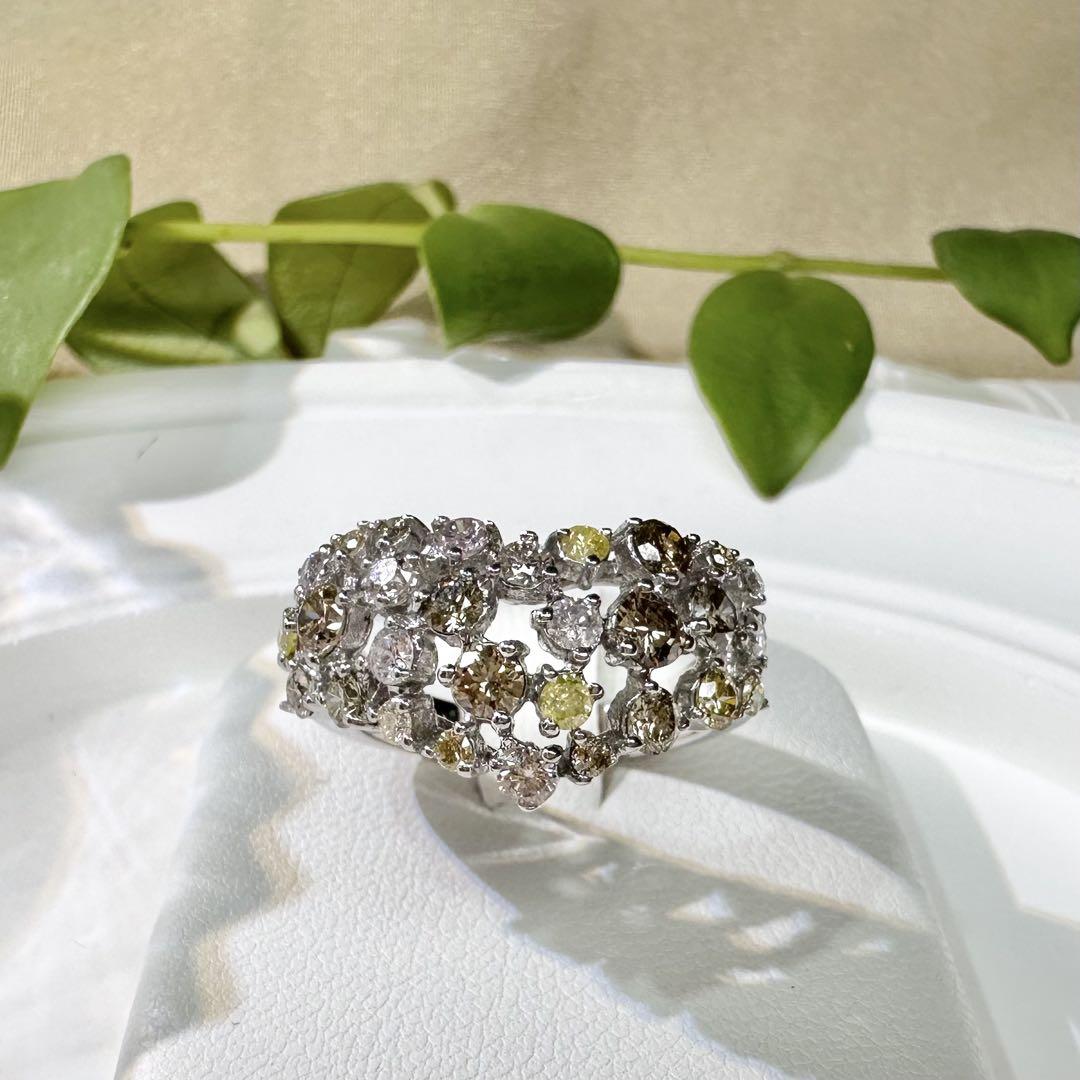 【K18WG】ダイヤモンド 1.50ct ハートモチーフ リング