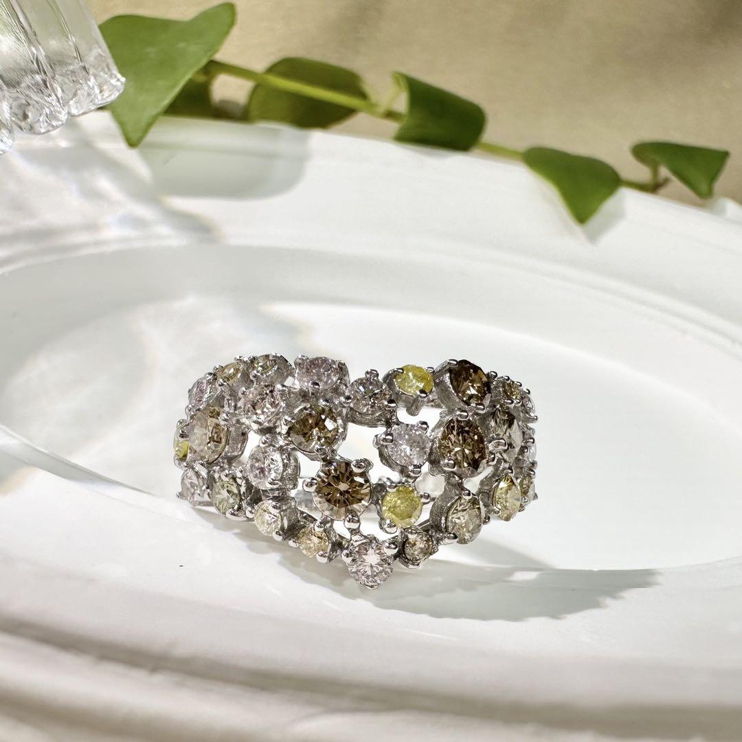 【K18WG】ダイヤモンド 1.50ct ハートモチーフ リング