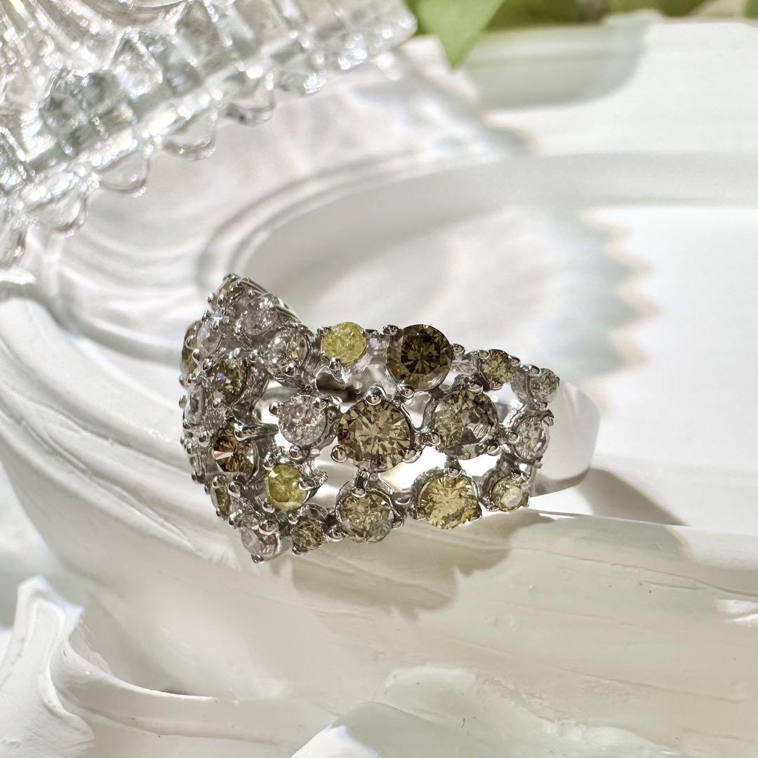 【K18WG】ダイヤモンド 1.50ct ハートモチーフ リング