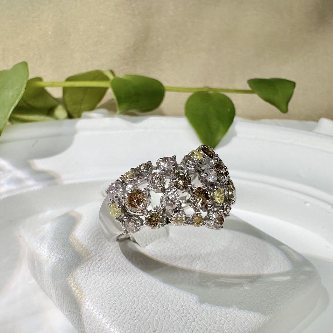 【K18WG】ダイヤモンド 1.50ct ハートモチーフ リング