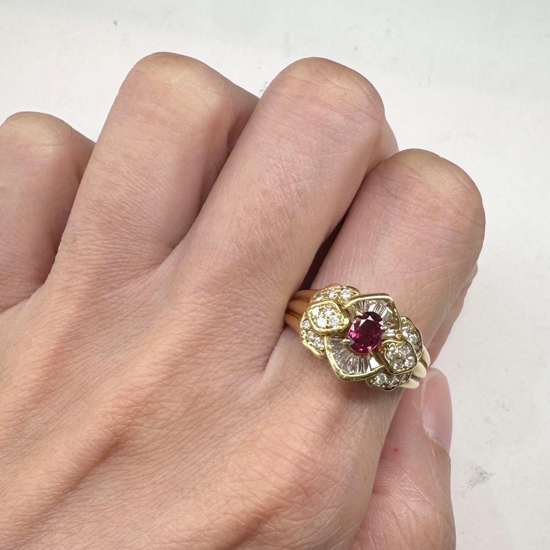 【K18】ルビー 0.39ct リング