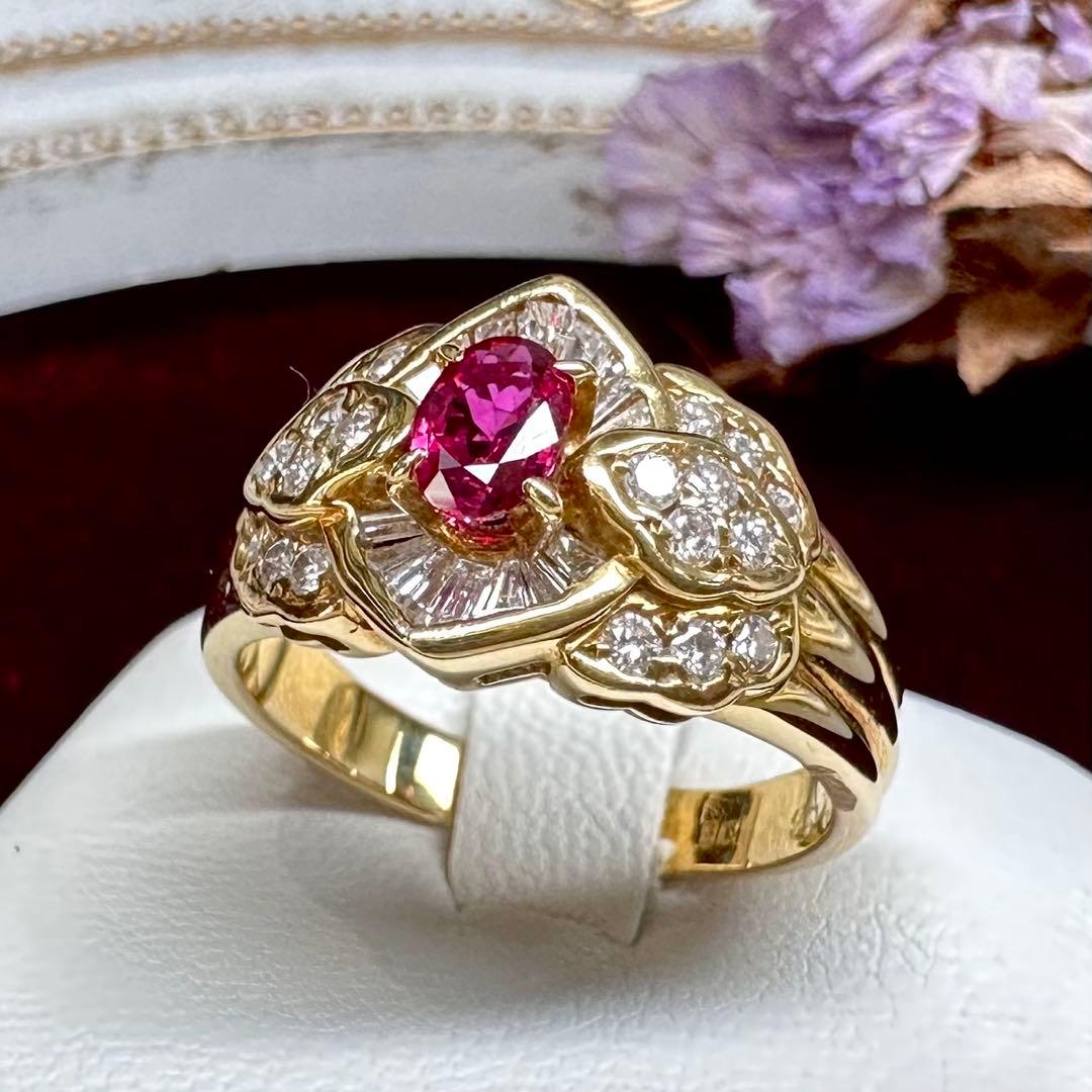 【K18】ルビー 0.39ct リング
