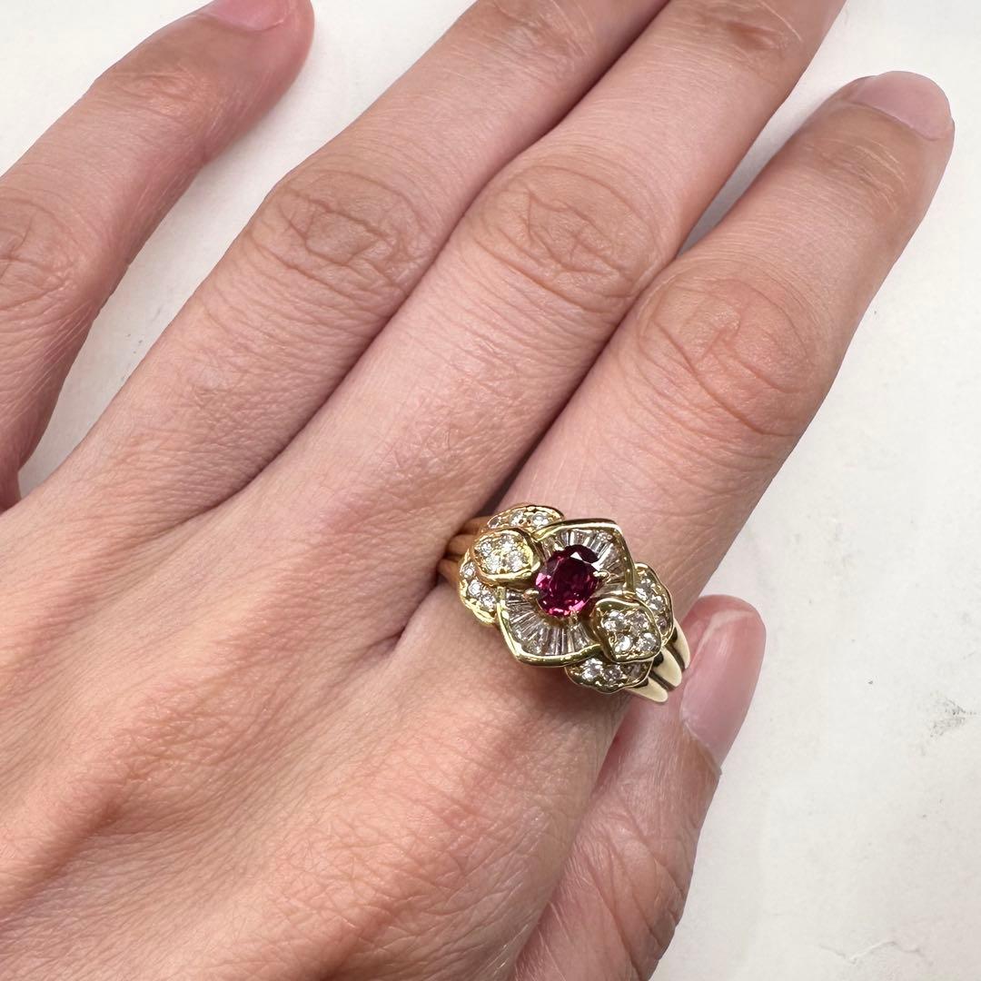 【K18】ルビー 0.39ct リング
