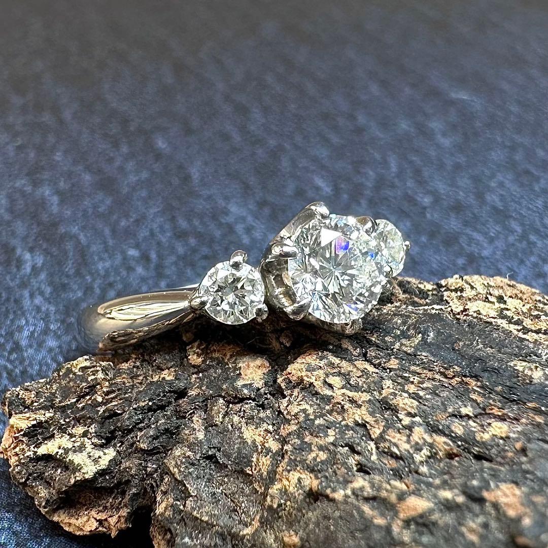 【美品】PT900 ダイヤモンド 0.543ct トリロジー デザインリング