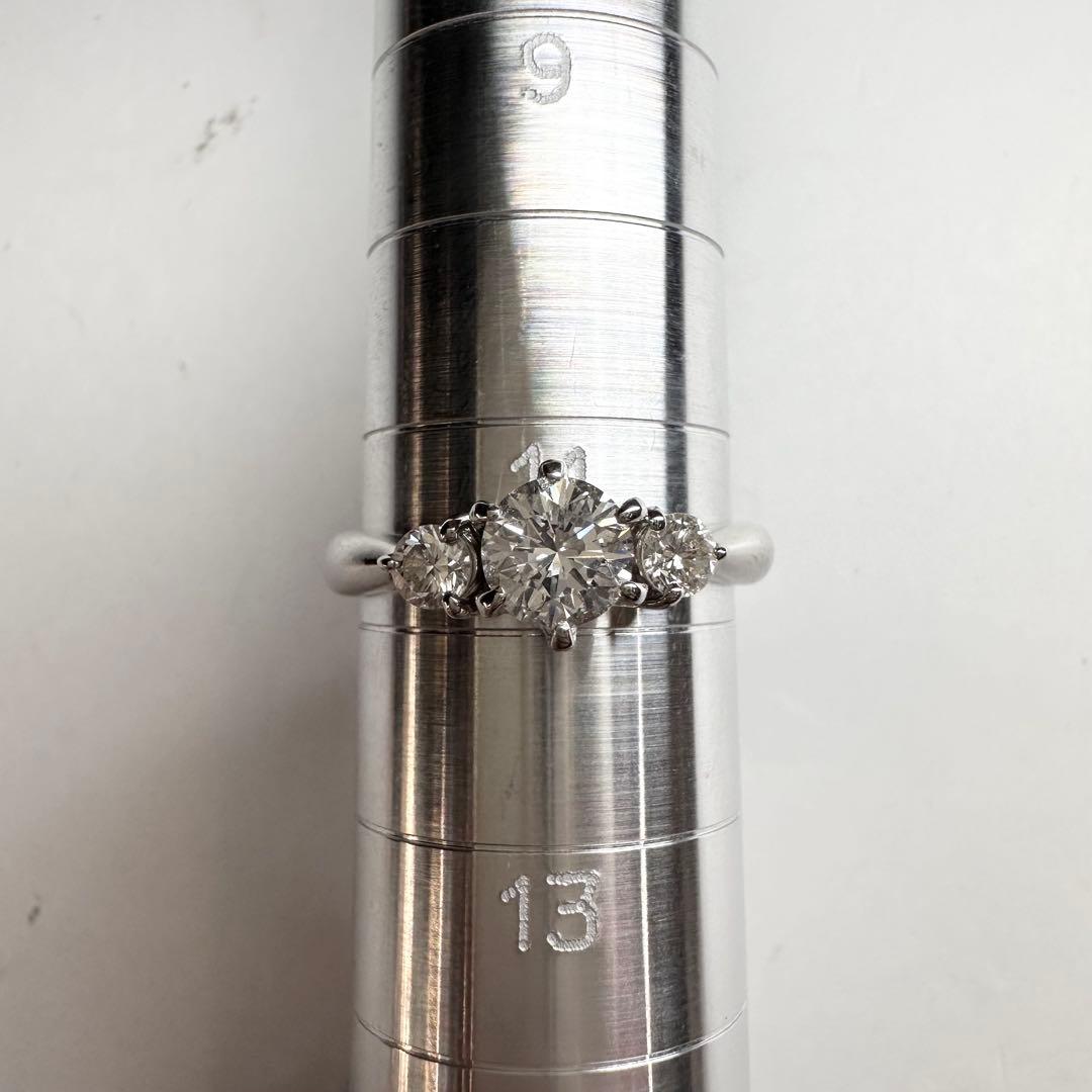 【美品】PT900 ダイヤモンド 0.543ct トリロジー デザインリング