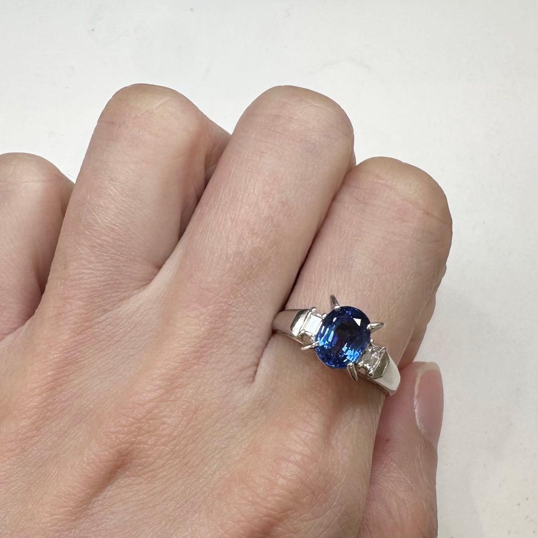 【NO HEAT】PT900 サファイア 1.88ct リング