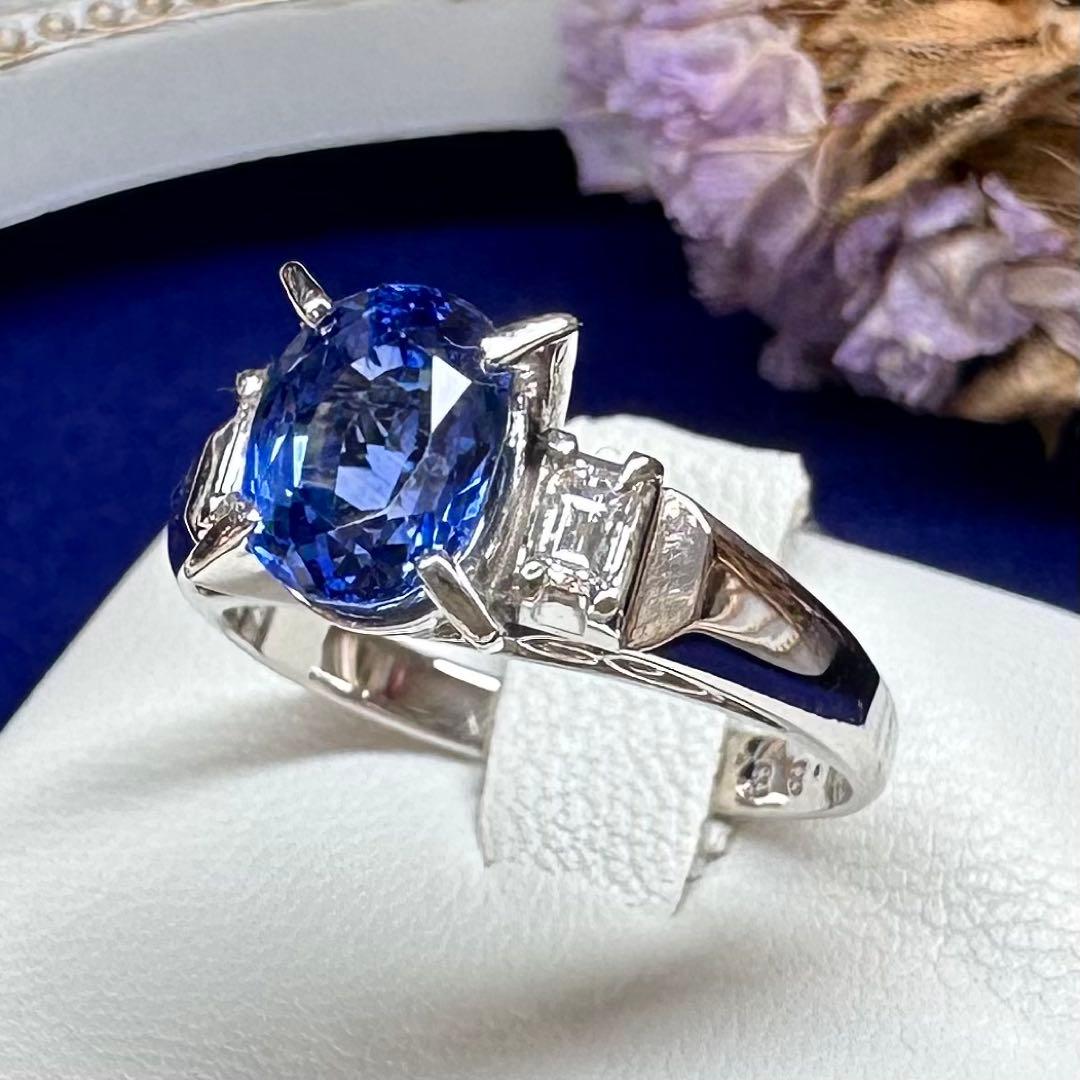 【NO HEAT】PT900 サファイア 1.88ct リング